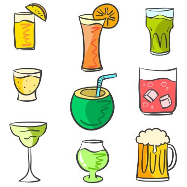 Renkli çeşitli doodle set iç