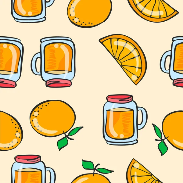 Doodle Orange Drink Thema Vektor Kunst — Stockvektor