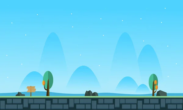 Paisaje por la mañana para el fondo del juego — Vector de stock