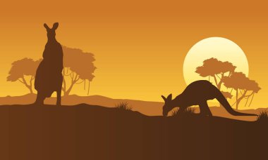 Hill kanguru sahne siluetleri üzerinde