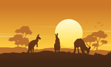 Siluet kanguru güzellik koleksiyonu manzara