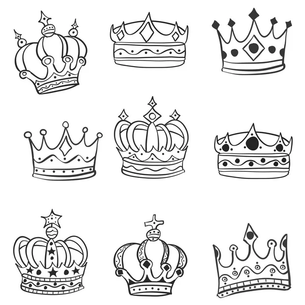 Doodle of crown various hand draw — Stock Vector