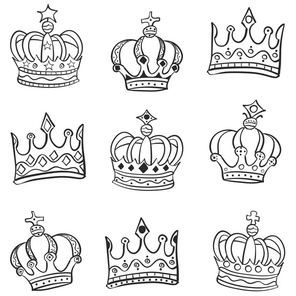 Doodle der Krone verschiedenen Stils — Stockvektor