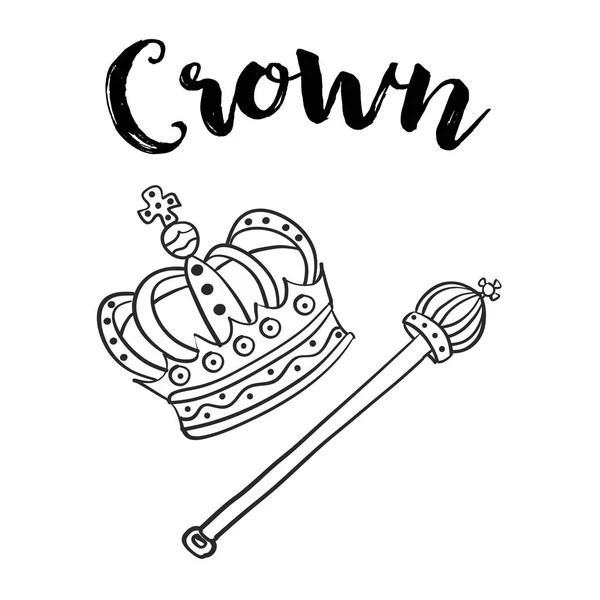 Stil hand Rita crown doodle — Stock vektor