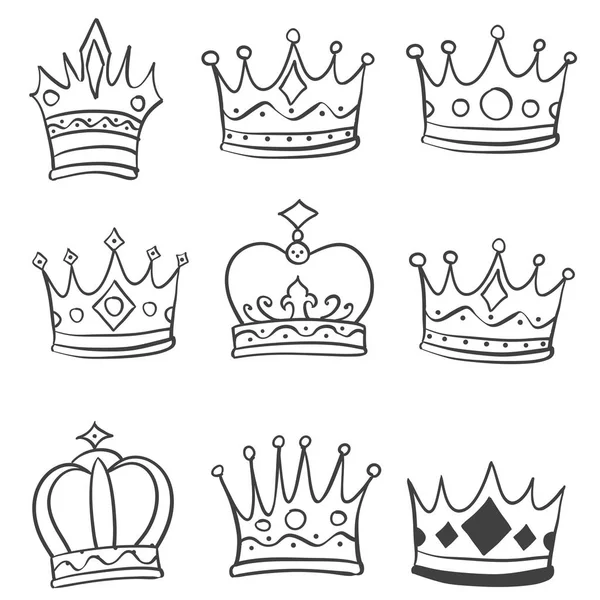 Crown style various doodle hand draw — Stock Vector