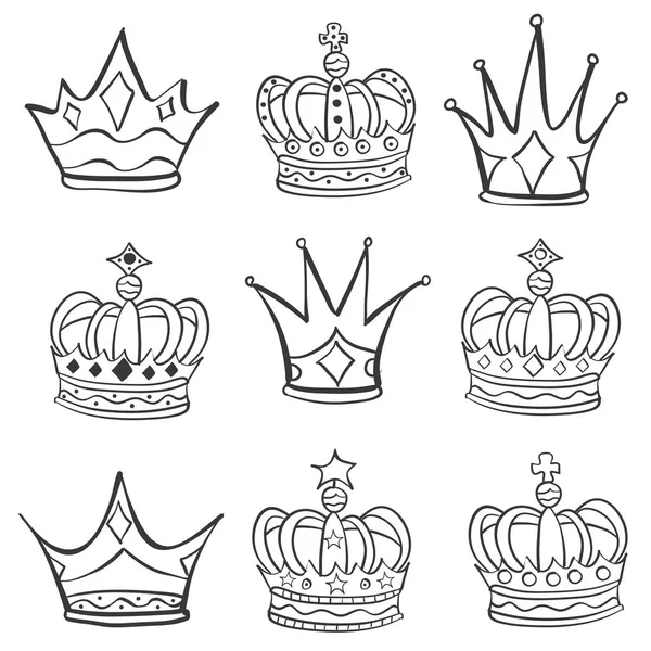 Various sketch crown hand draw doodles — Stock Vector