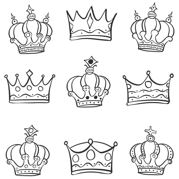 Crown various style doodle style — Stock Vector