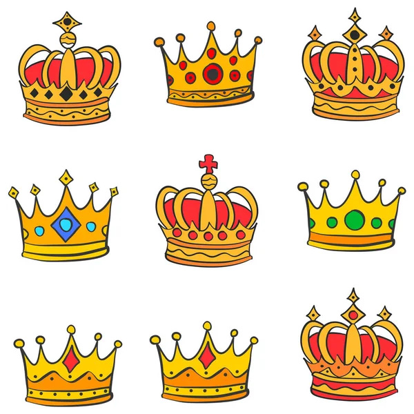 Collection stock couronne rouge doodle set — Image vectorielle