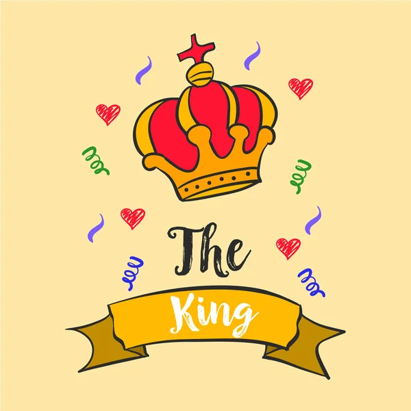 Král červená koruna styl čmáranice — Stockový vektor