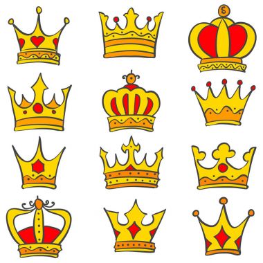 Glamour taç doodle kümesi