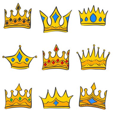 Doodle taç çeşitli koleksiyon stil