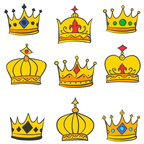 Elegancki styl crown zestaw ładny — Wektor stockowy