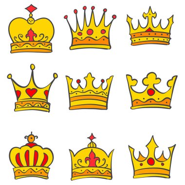 Glamour taç tarzı doodle seti