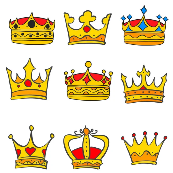 Коллекция различных каракулей в стиле короны — стоковый вектор