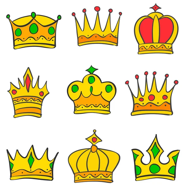 Разнообразный стиль короны из коллекции каракулей — стоковый вектор