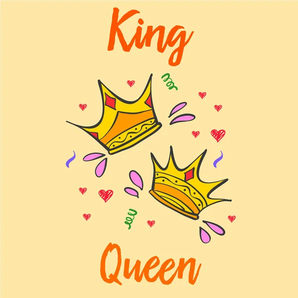 Kungen och drottningen crown stil insamling — Stock vektor