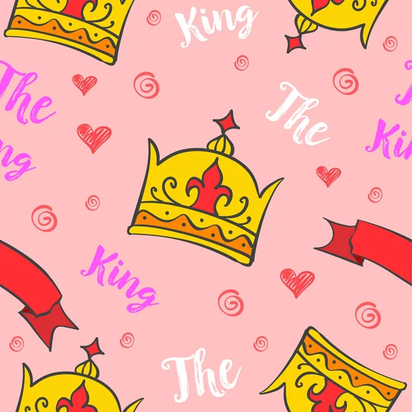 King crown mönster stil insamling — Stock vektor