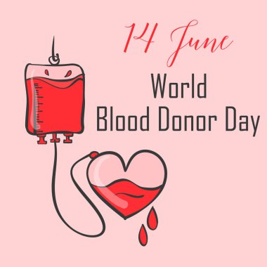 Dünya kan donör gün doodle kırmızı arka plan