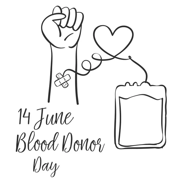 Gambar tangan mendesain hari donor darah - Stok Vektor