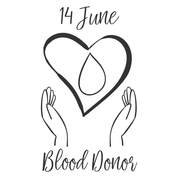 Gambar tangan donor darah hari desain seni - Stok Vektor