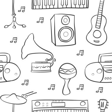 Müzik öğesi çeşitli stil doodle