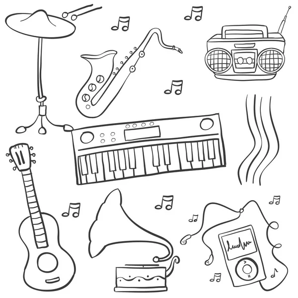 Caniche de musique divers objets — Image vectorielle