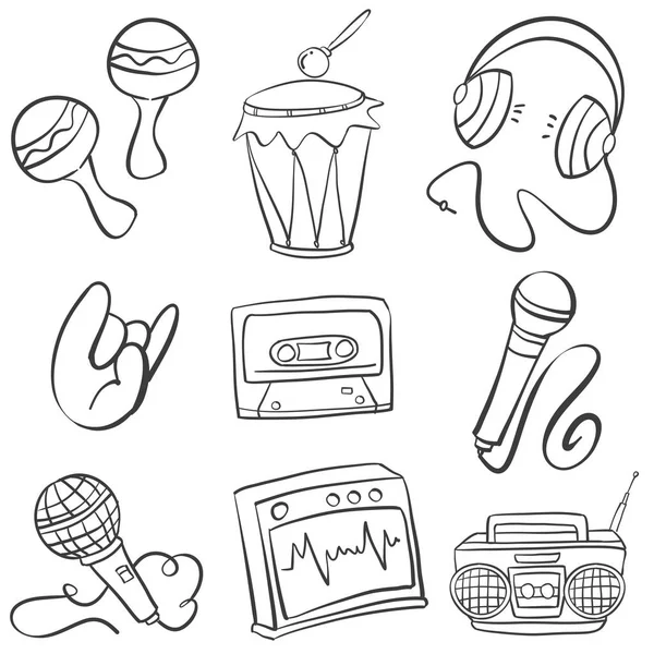 Doodle de varios elementos musicales — Vector de stock