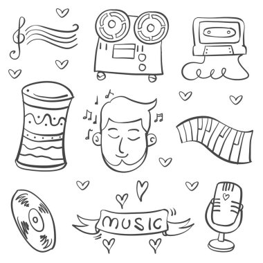 Müzik aleti çeşitli doodle