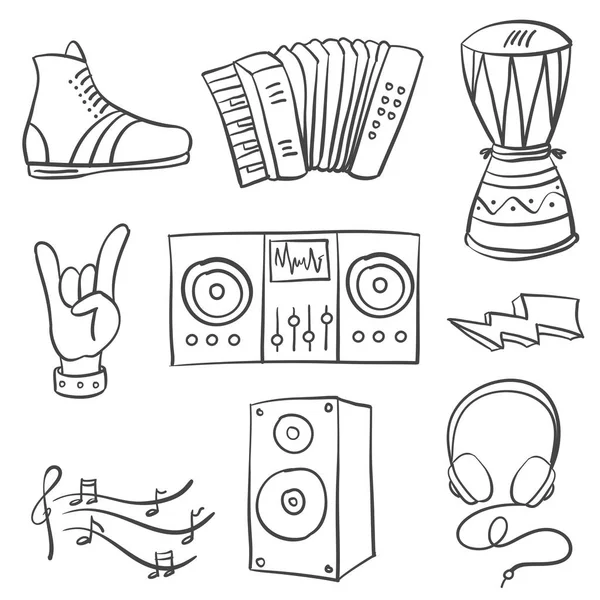 Gyűjtemény készlet zenei illusztráció doodles — Stock Vector