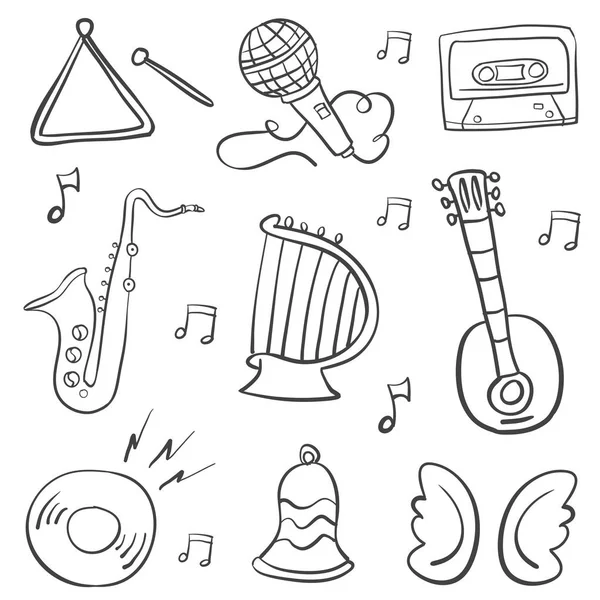 Ручной рисунок музыкальных инструментов — стоковый вектор