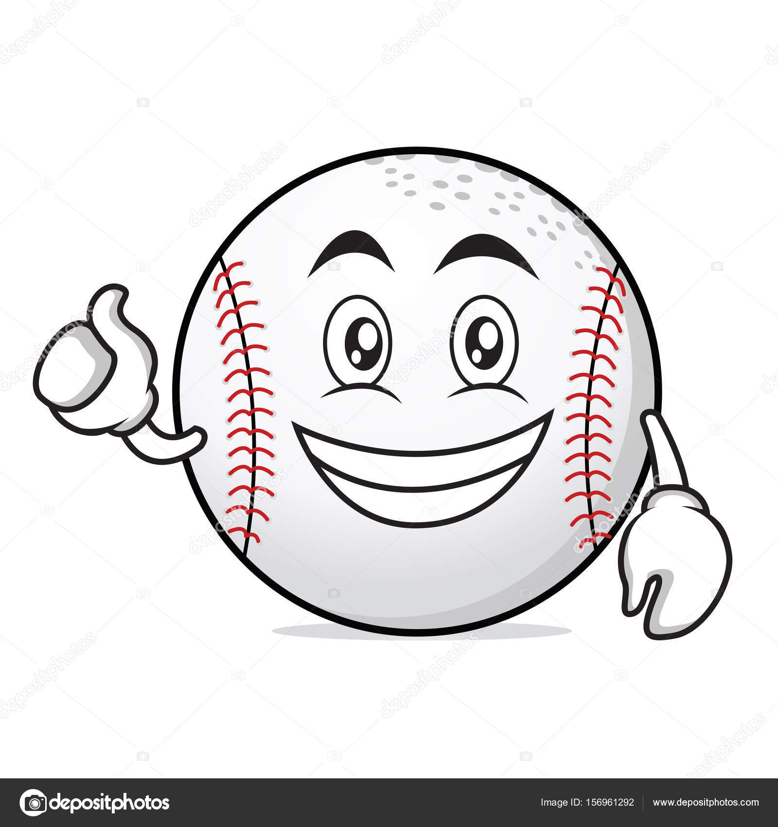 Faccia ottimista baseball carattere del fumetto — Vettoriali di kongvector