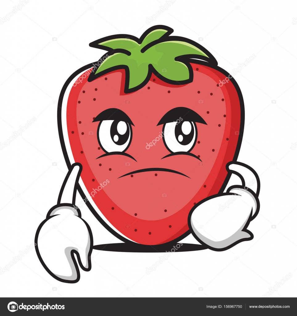 Confused strawberry cartoon character vector art Stock Vector by