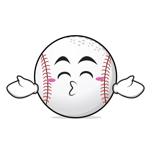 Kissing closed eyes baseball character — Stock Vector