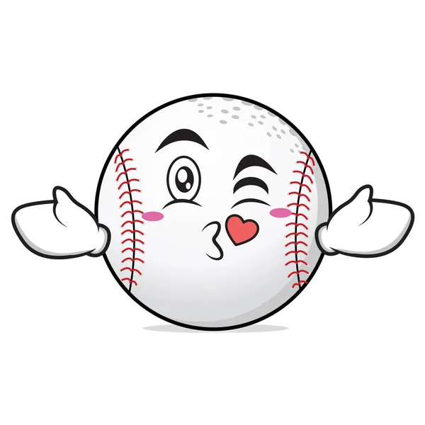 Besos corazón béisbol personaje de dibujos animados — Archivo Imágenes Vectoriales