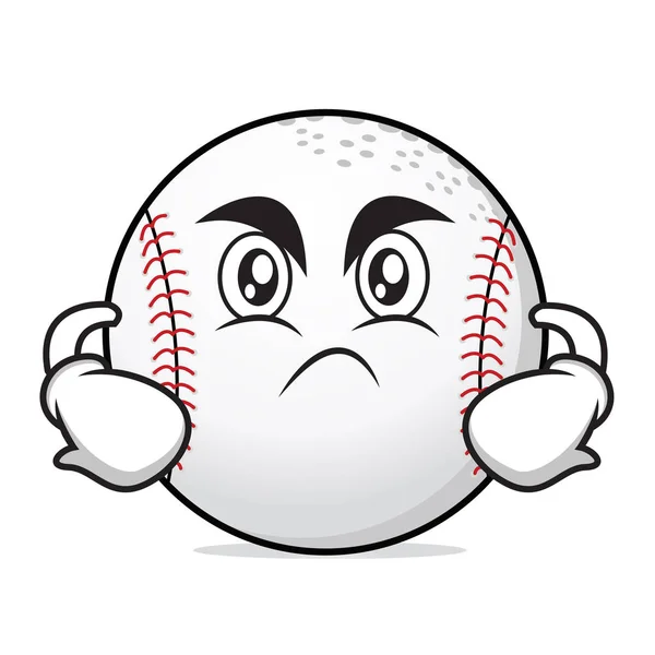 Cara irritada personagem de desenhos animados de beisebol —  Vetores de Stock