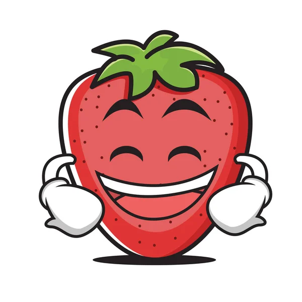 Grinning fragola frutta personaggio cartone animato — Vettoriale Stock