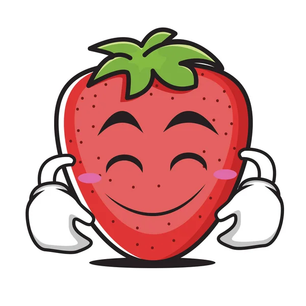 Bonito sorriso morango personagem dos desenhos animados — Vetor de Stock