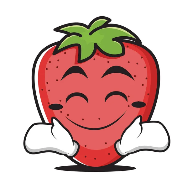 Caricatura de personaje de fresa cara feliz — Vector de stock