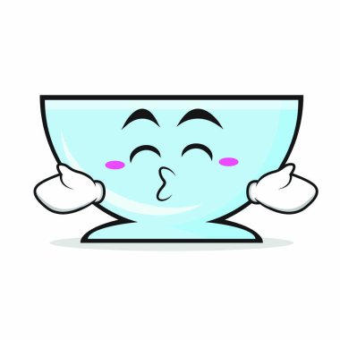 Öpüşme kapalı gözler kase karakter karikatür vektör çizim