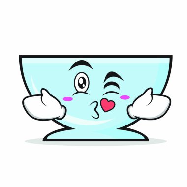 Kalp kase karakter karikatür vektör çizim öpüşme