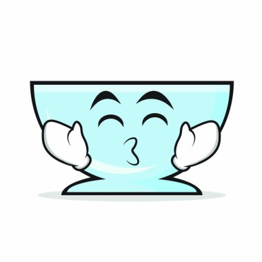 Gülümseme gözleri kase karakter karikatür vektör çizim öpüşme