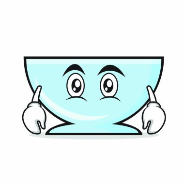 Düz yüz kase karakter karikatür vektör çizim