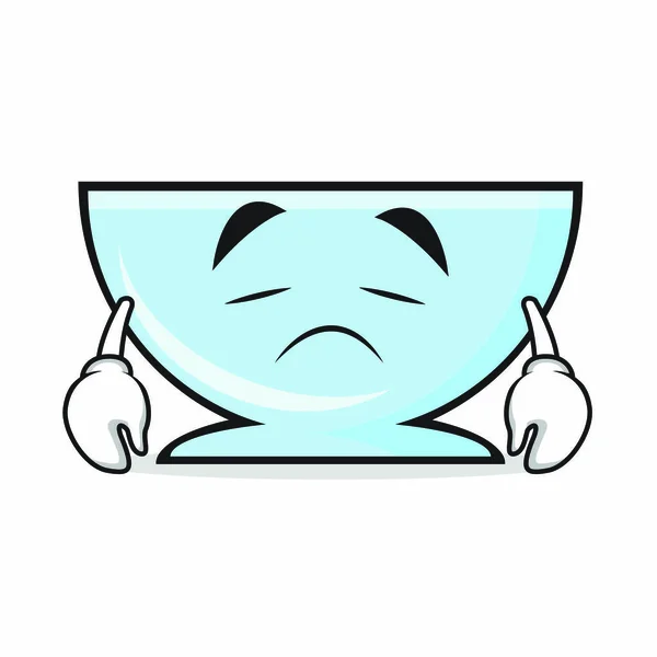 Sad bowl character cartoon vector illustration — Stock Vector