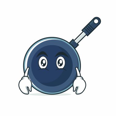 Düz yüz kızartma tavası karakter karikatür vektör çizim