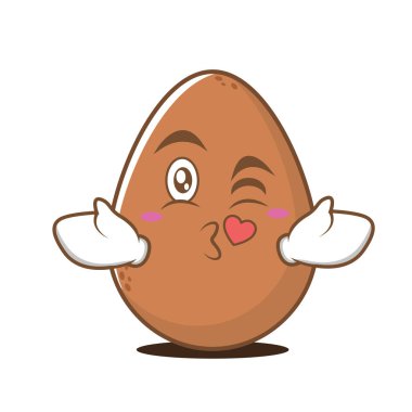 Kalp yumurta çizgi film karakteri öpüşme