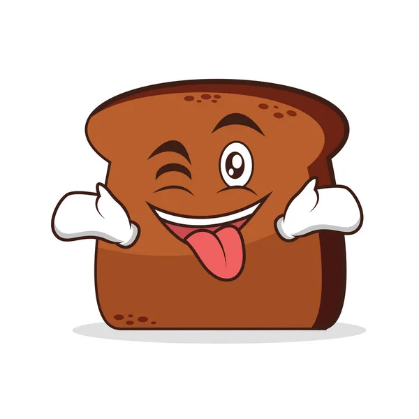 Lengua con guiño personaje de dibujos animados pan — Vector de stock