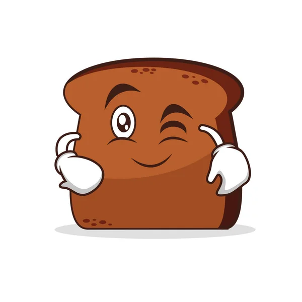 Wink ansikte bröd seriefigur — Stock vektor