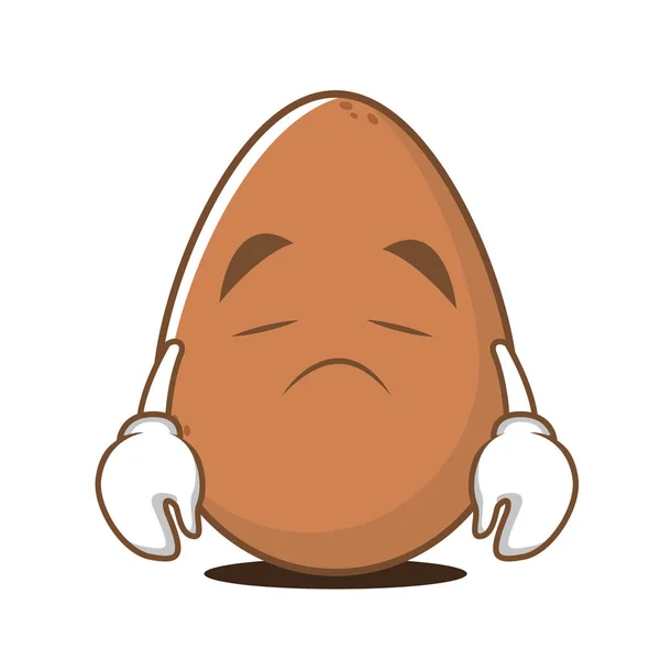 Sad face egg cartoon character — Stock Vector