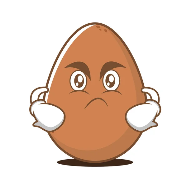 Arrabbiato faccia uovo personaggio cartone animato — Vettoriale Stock