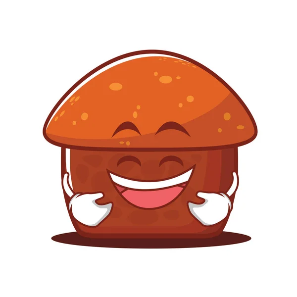 Cara de rir personagem bolo de cogumelo — Vetor de Stock